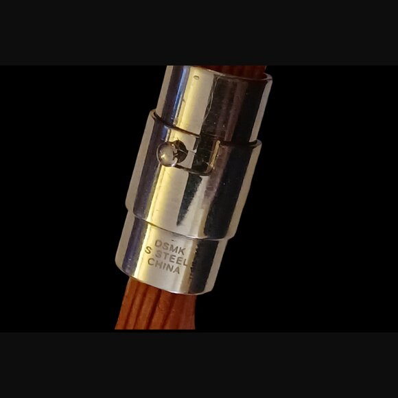 Emma Skye DSMK Stainless Steel Multi Cord Orange Red Size 7.25" Bracelet - Picture 8 of 10